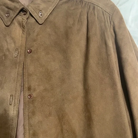 Vtg Bill Haire Friedrick's Sport Lamb Suede Button Front Shirt Blouse - Picture 11 of 12